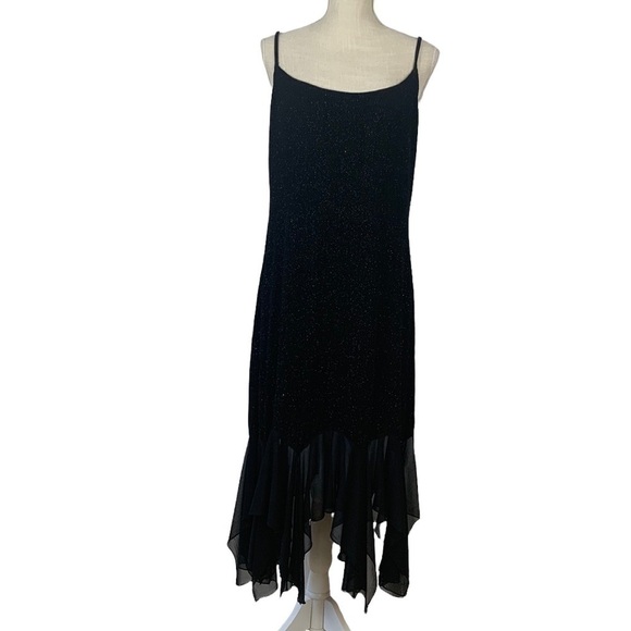 Vtg Onyx Nite Black Dress Fairy Grunge Whimsigoth Sparkly Asymmetrical H… - Picture 1 of 11